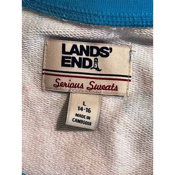 Lands End Serious Sweats Bold Floral Crewneck Sweatshirt Beach Colorful Large - Picture 4 of 8